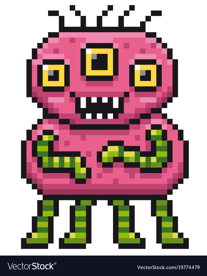 Cartoon monster - pixel design