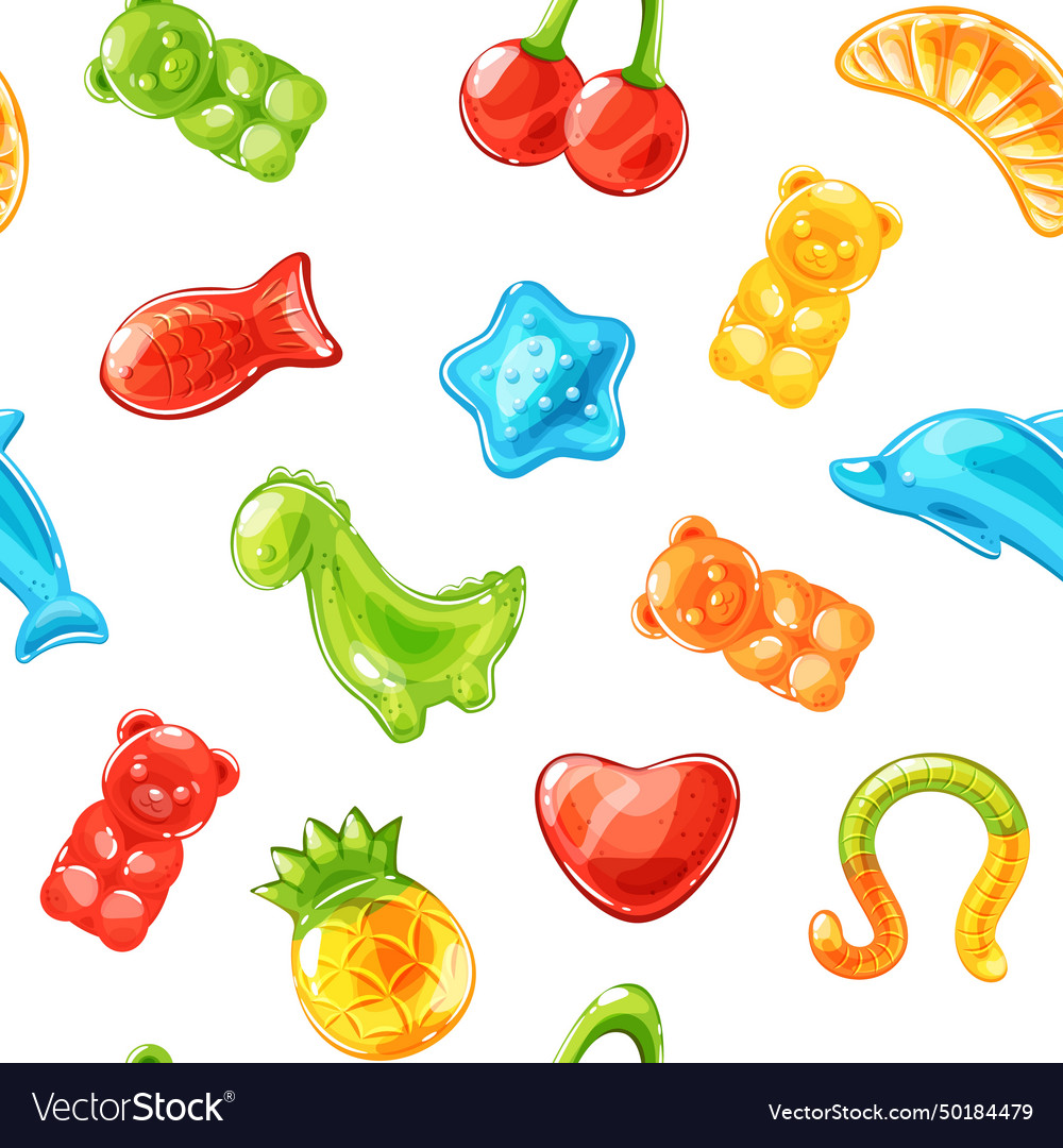 Gummy kids vitamins seamless pattern colorful Vector Image