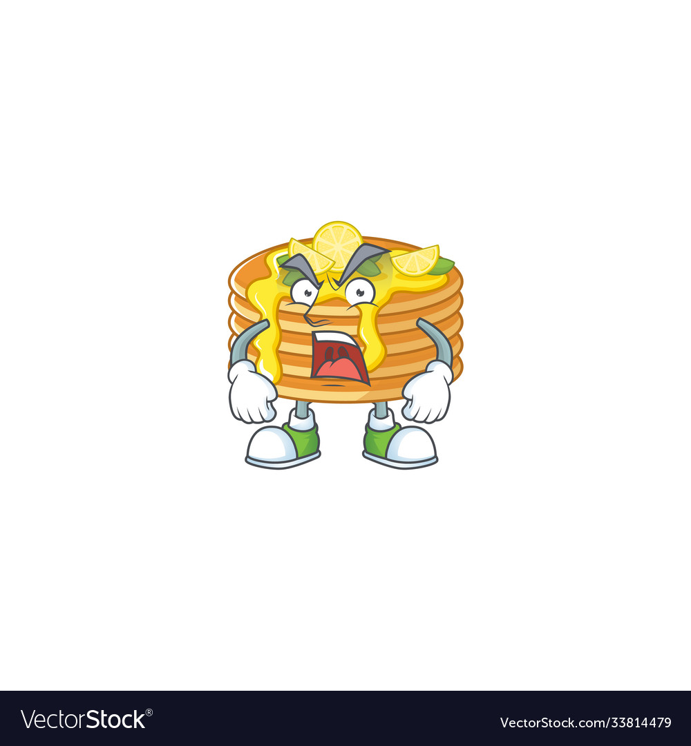 Lemon cream pancake cartoon design with mad face