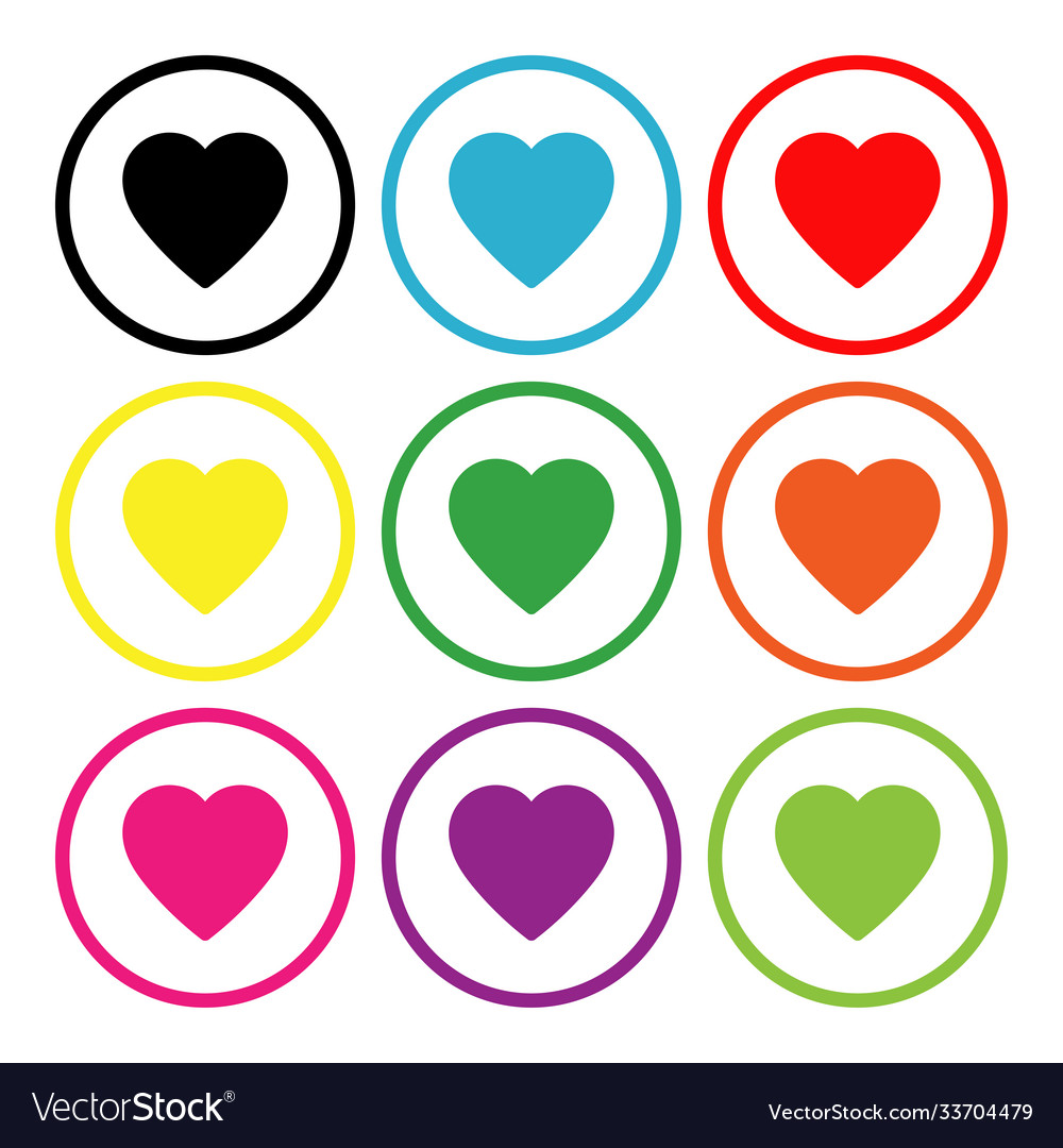 Love icon heart sign symbol round colourful 9