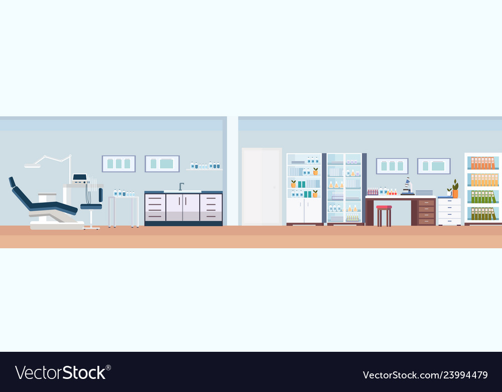 Professional Dentist Chair And Tools Dental Room Vector Image