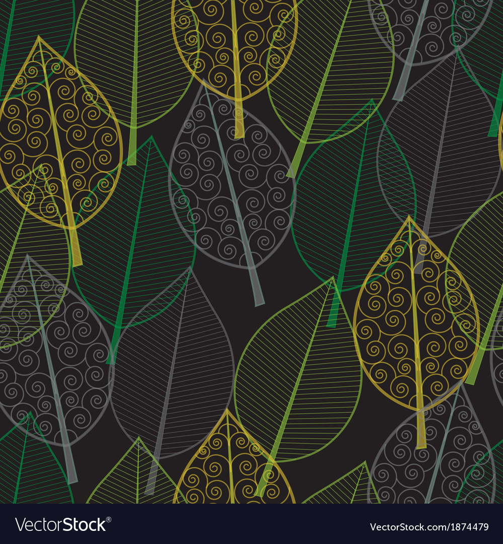 Seamless pattern of green and yellow leaves