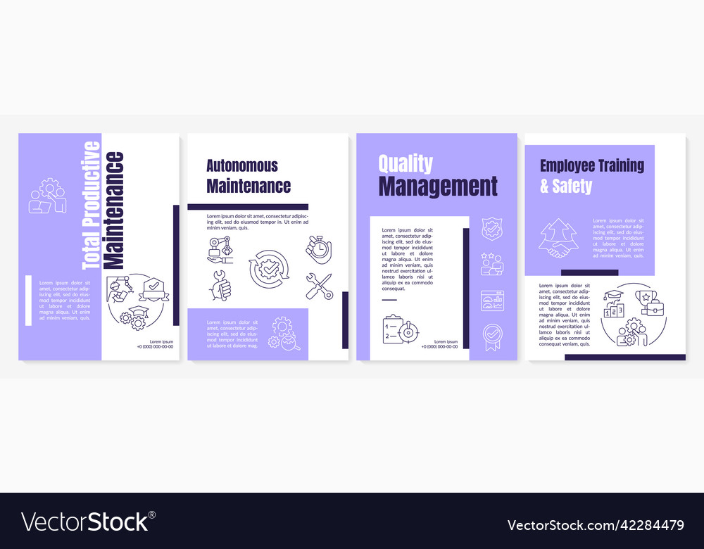 Total productive maintenance purple brochure Vector Image