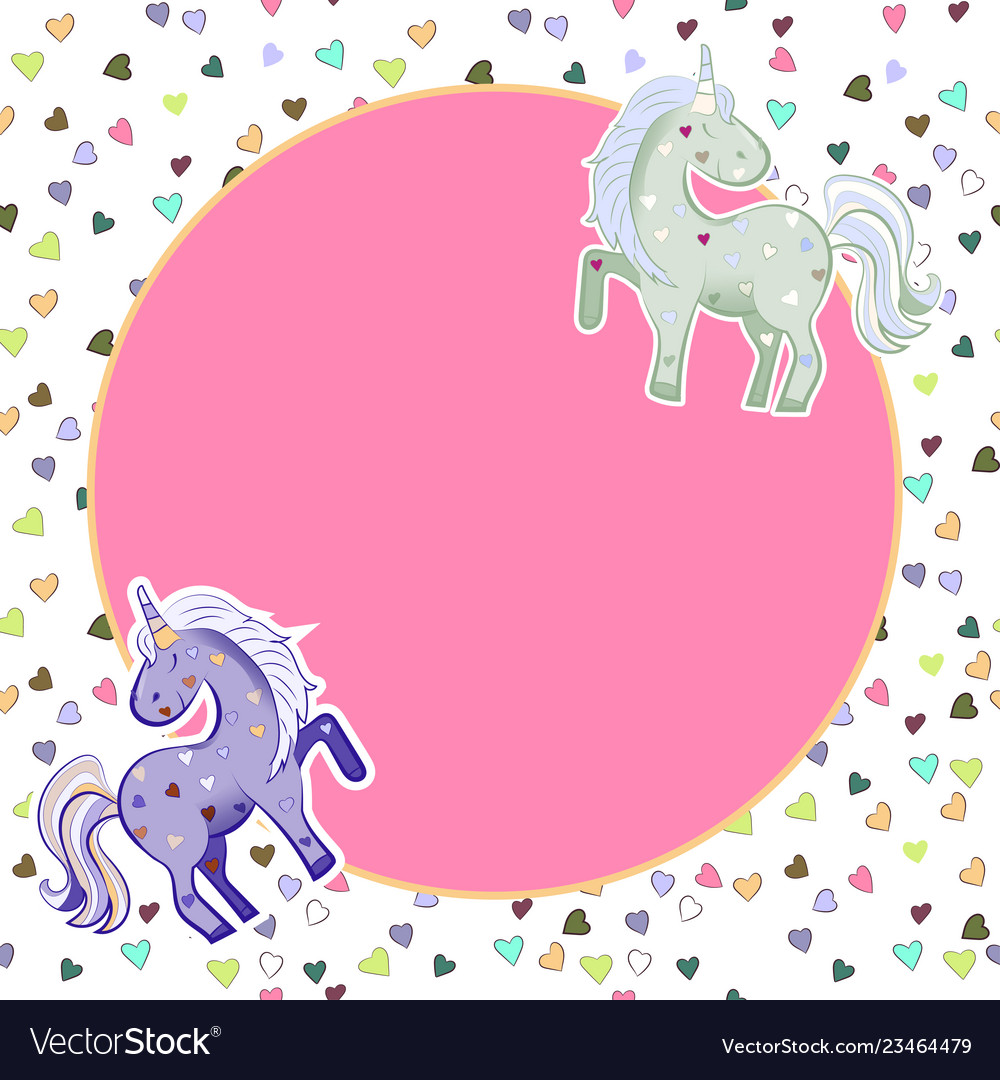 Unicorns in pastel colors on the background