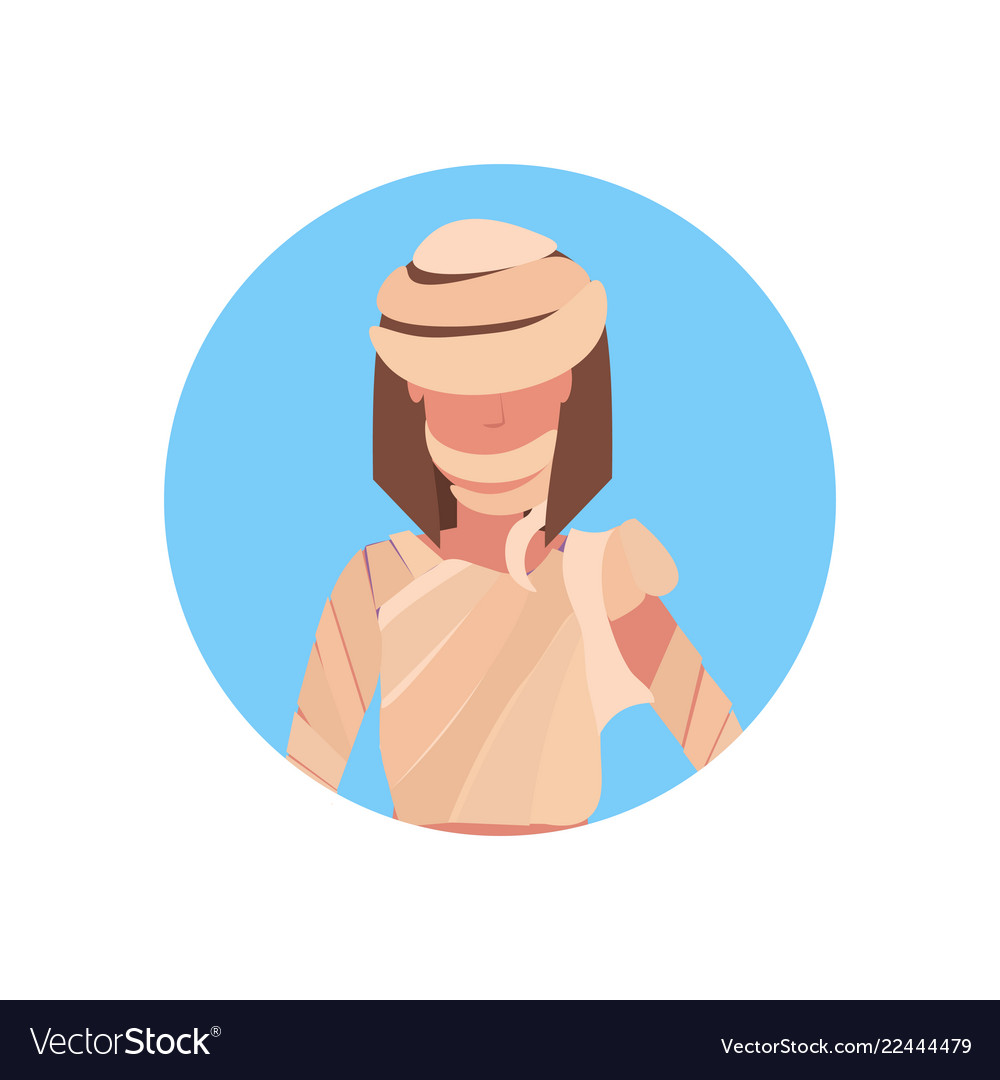 Woman wearing mummy costume face avatar happy