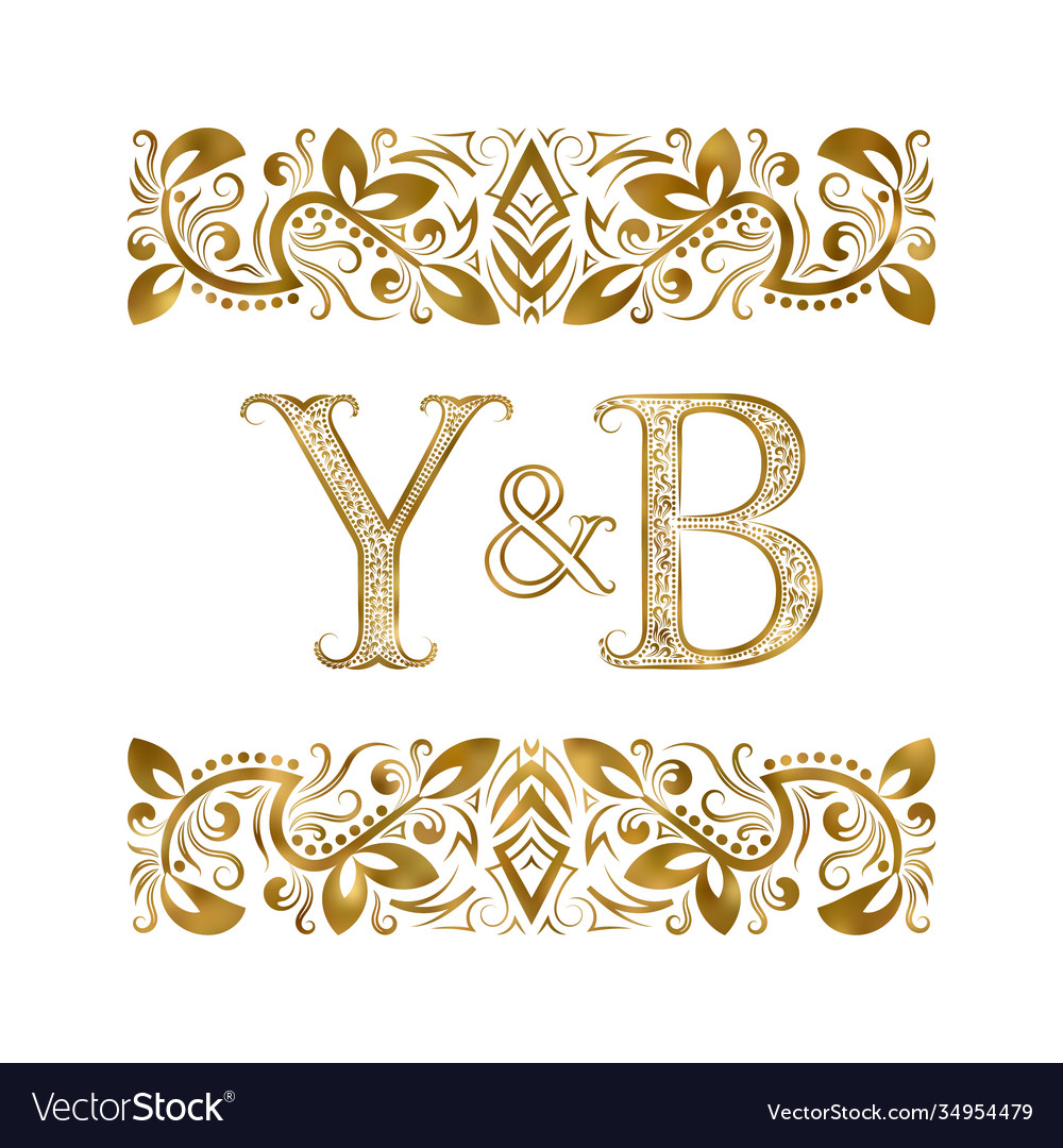 Y and b initials vintage logo letters vector image Y and b initials vintage logo letters
