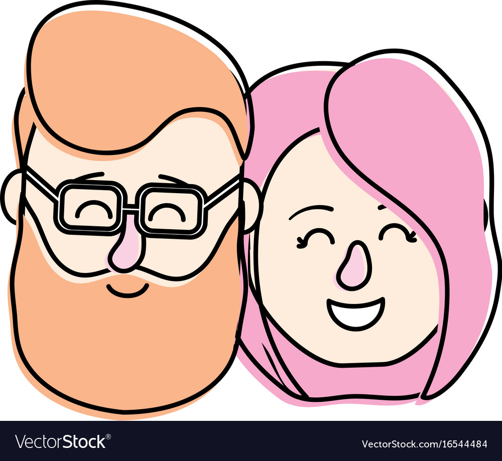 Avatar couple head with hairstyle design