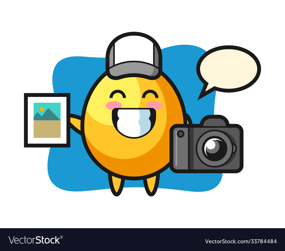 Character golden egg as a photographer