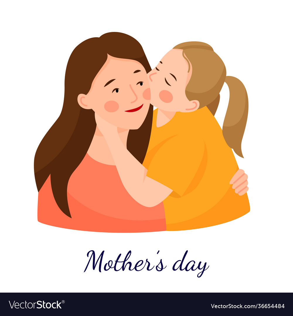 Flat for mothers day mom hugs Royalty Free Vector Image