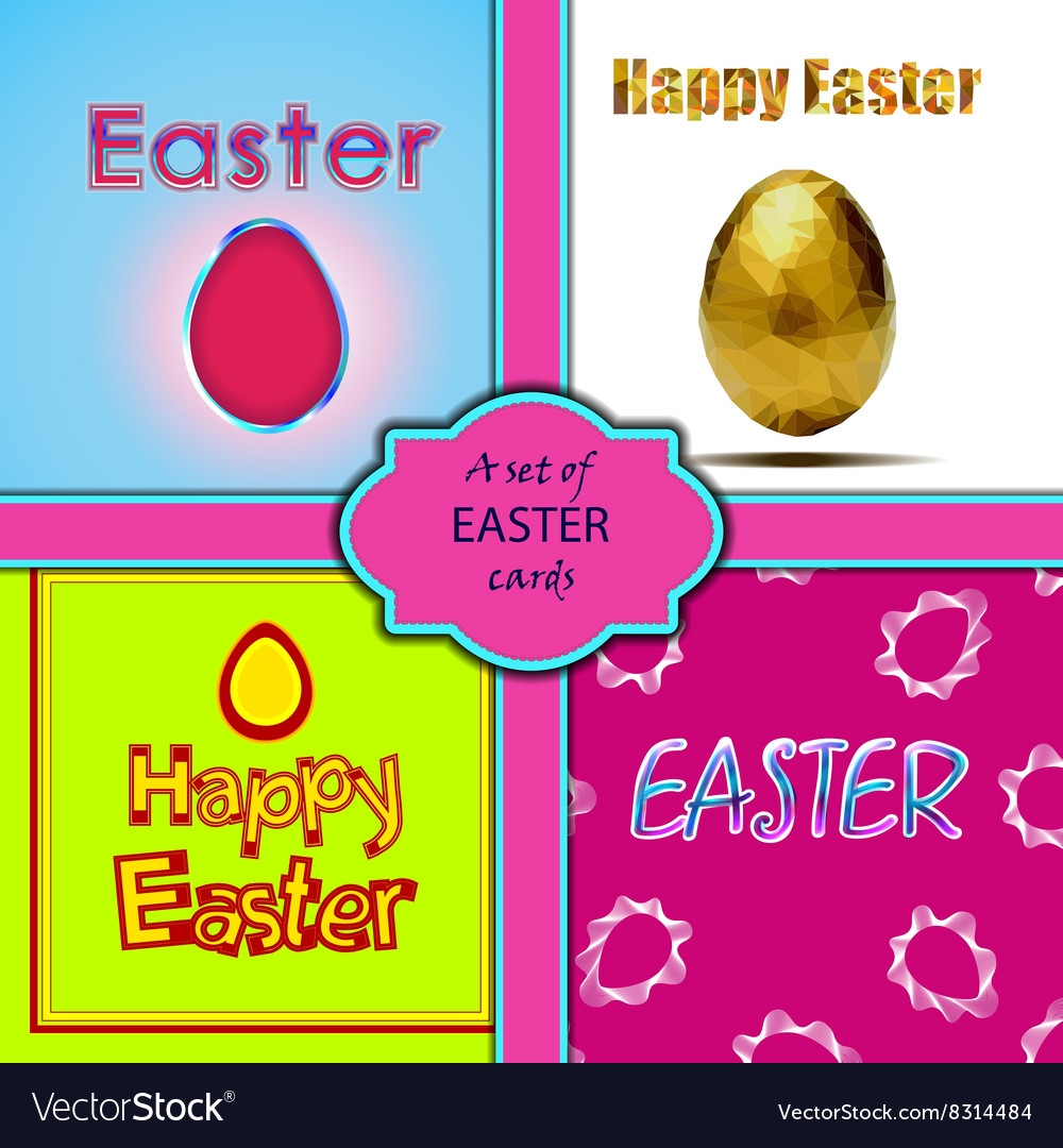 Happy easter cards set with eggs royalty free vector image