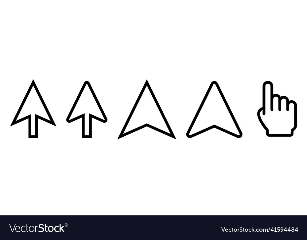 Outline cursor icons computer in black