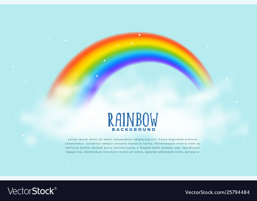 Realistic rainbow and clouds background