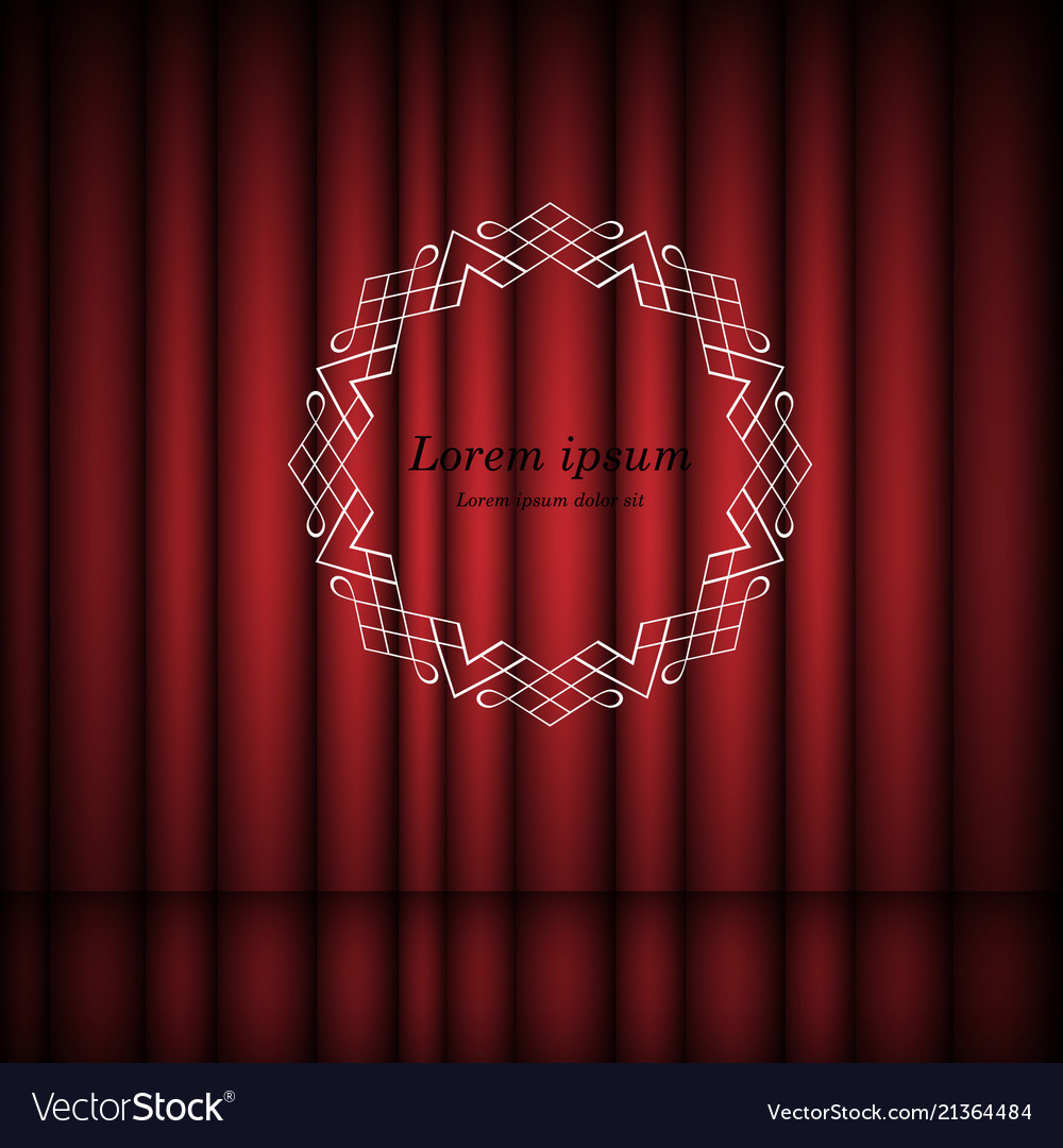 Red curtains and vintage round frame with copy vector image Red curtains and vintage round frame with copy