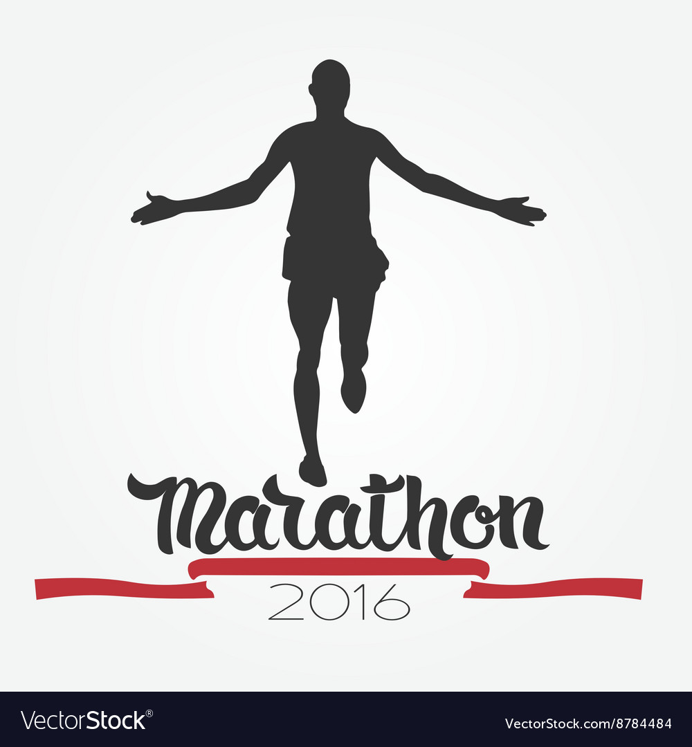 Running man silhouette and hand written quote Vector Image