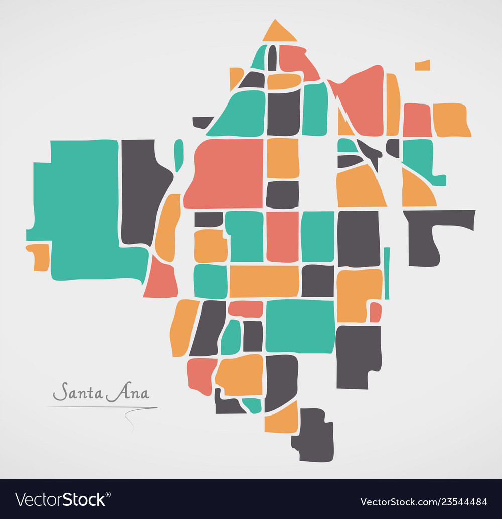 Santa ana california map with neighborhoods Vector Image