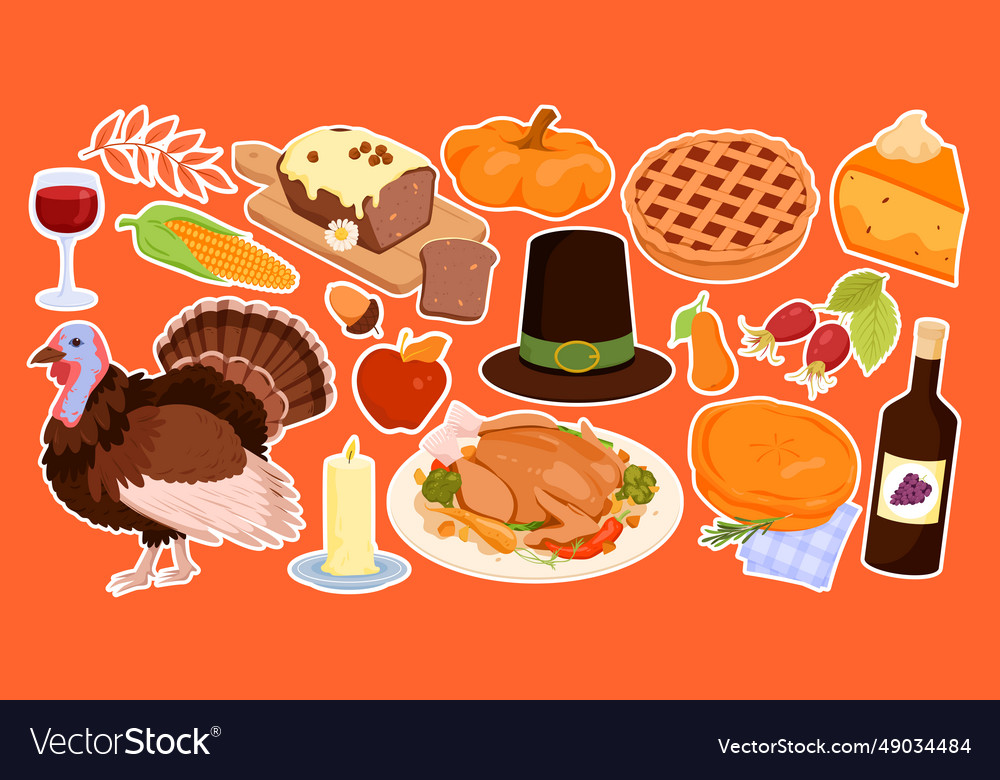 Thanksgiving stickers set autumn decoration fall