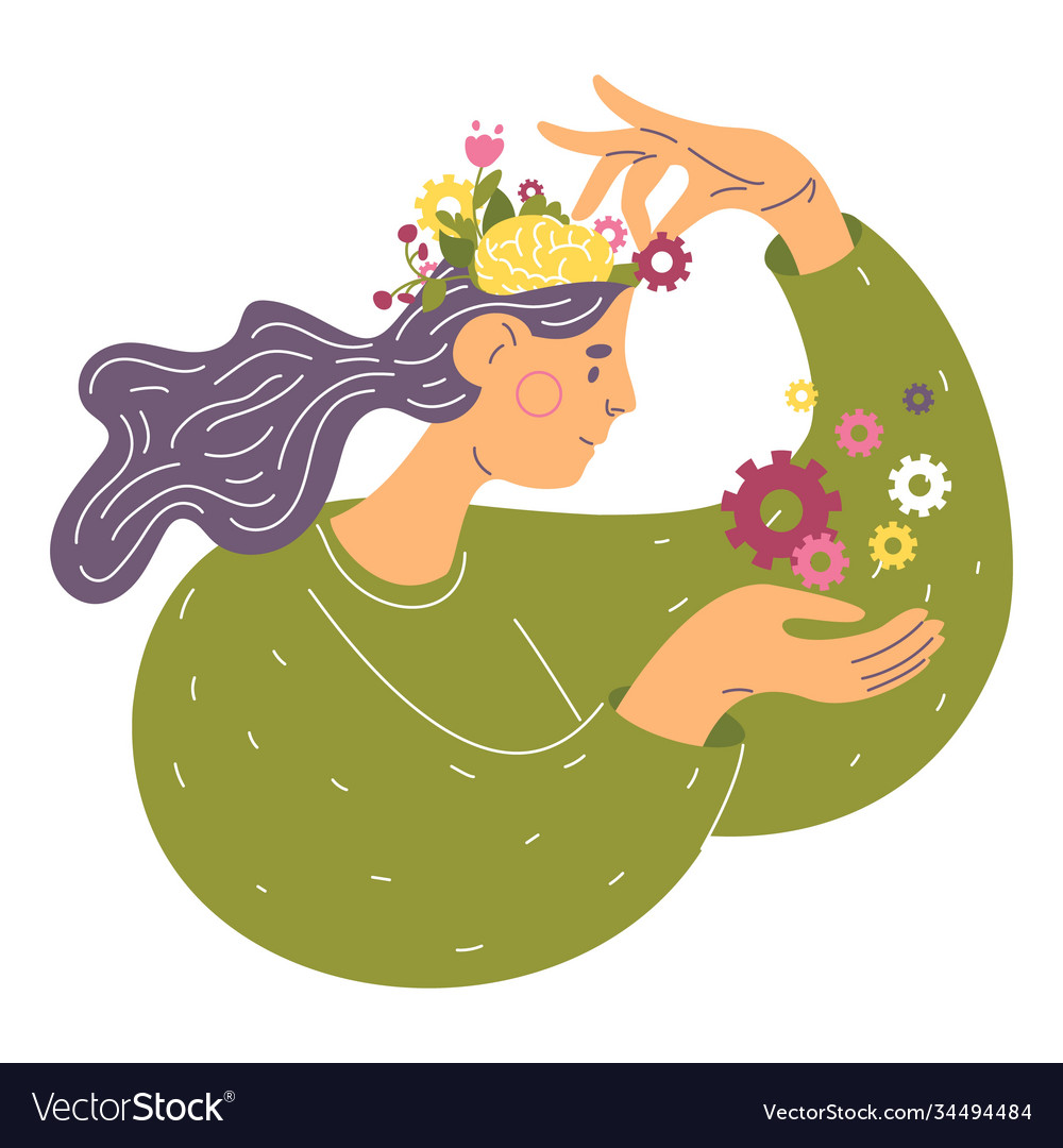 Young woman working with mental health problems Vector Image