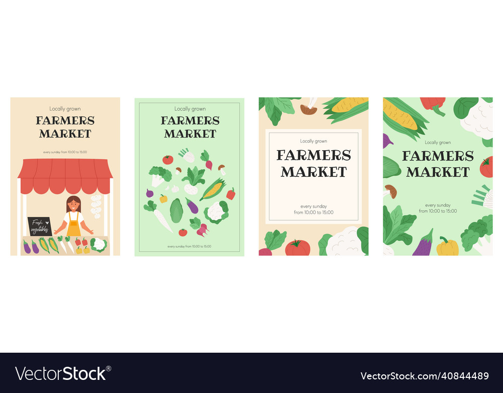 Collection Of Farmers Market Posters Royalty Free Vector