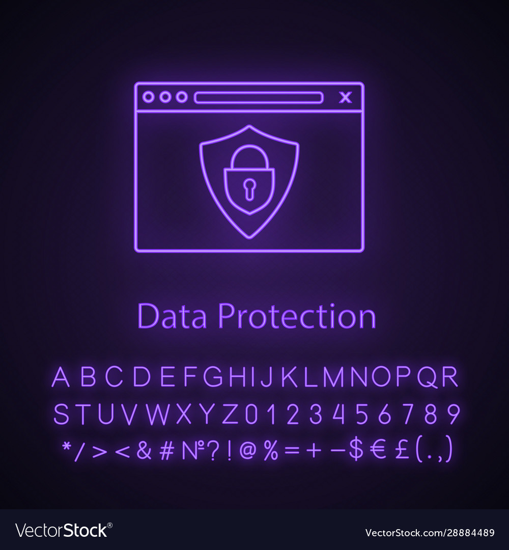 Data protection neon light icon