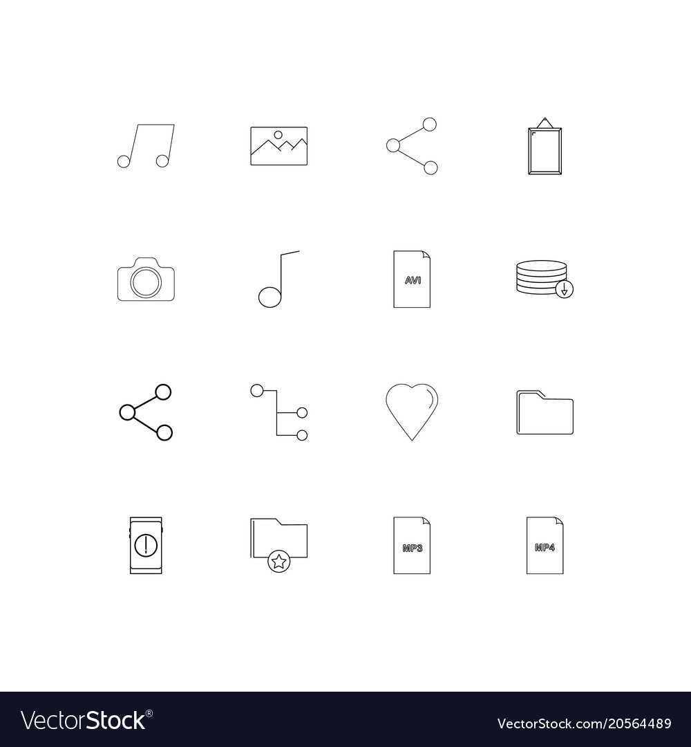 Files and folders sign simple linear icons set
