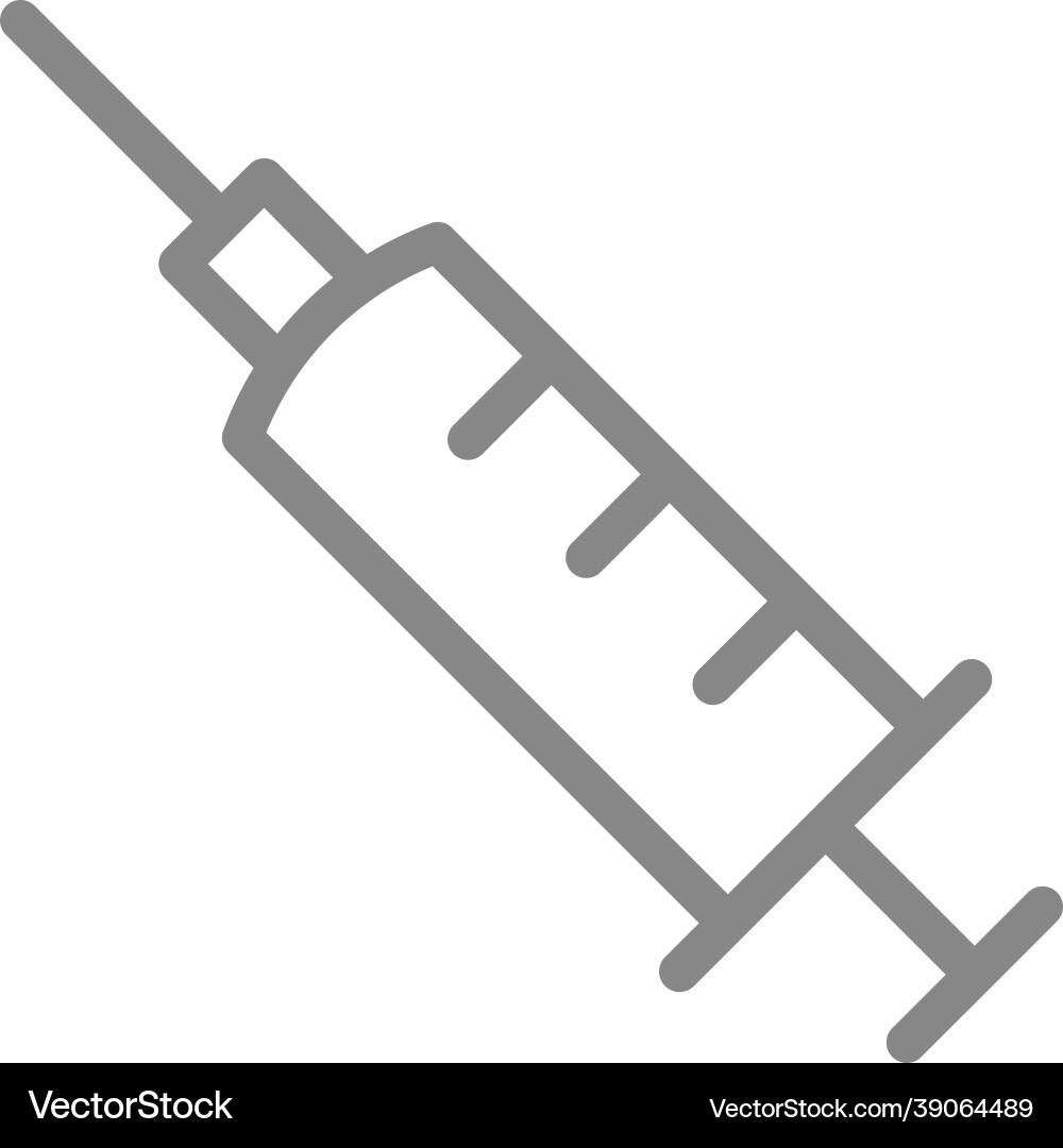 Medical syringe line icon vaccination Royalty Free Vector
