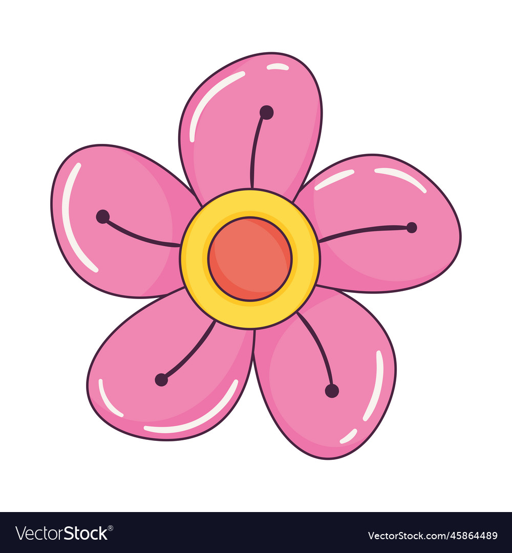 Pink flower retro style Royalty Free Vector Image