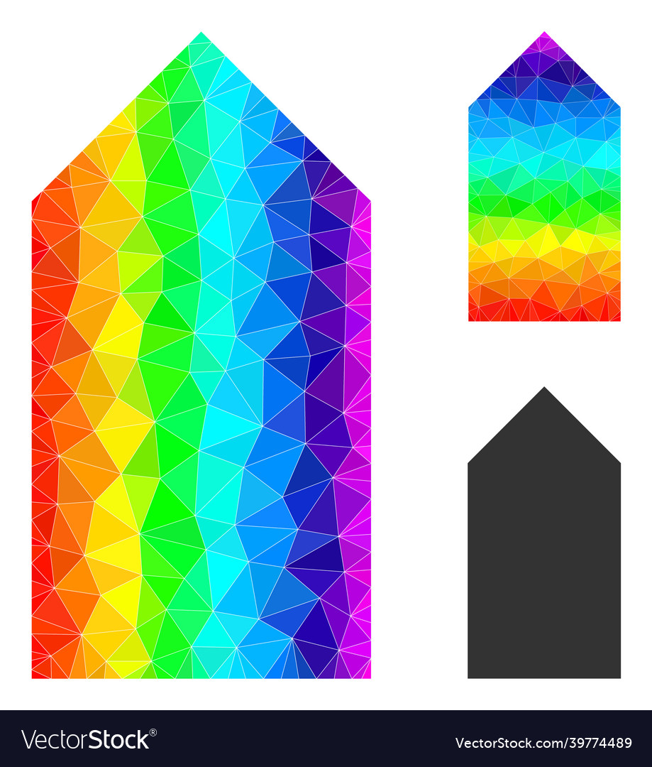 Polygonal direction up icon with spectrum vector image Polygonal direction up icon with spectrum