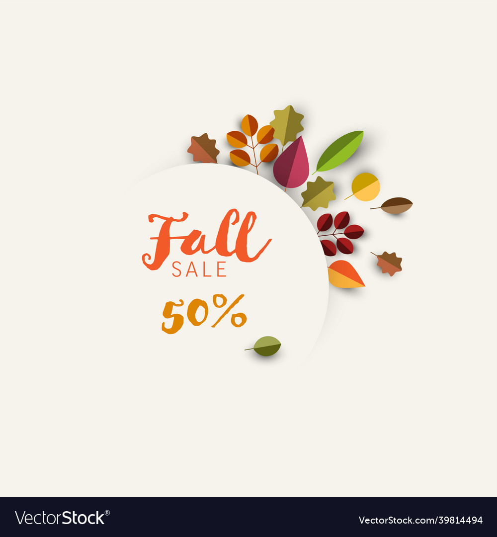 Autumn minimalist sale label with leaves