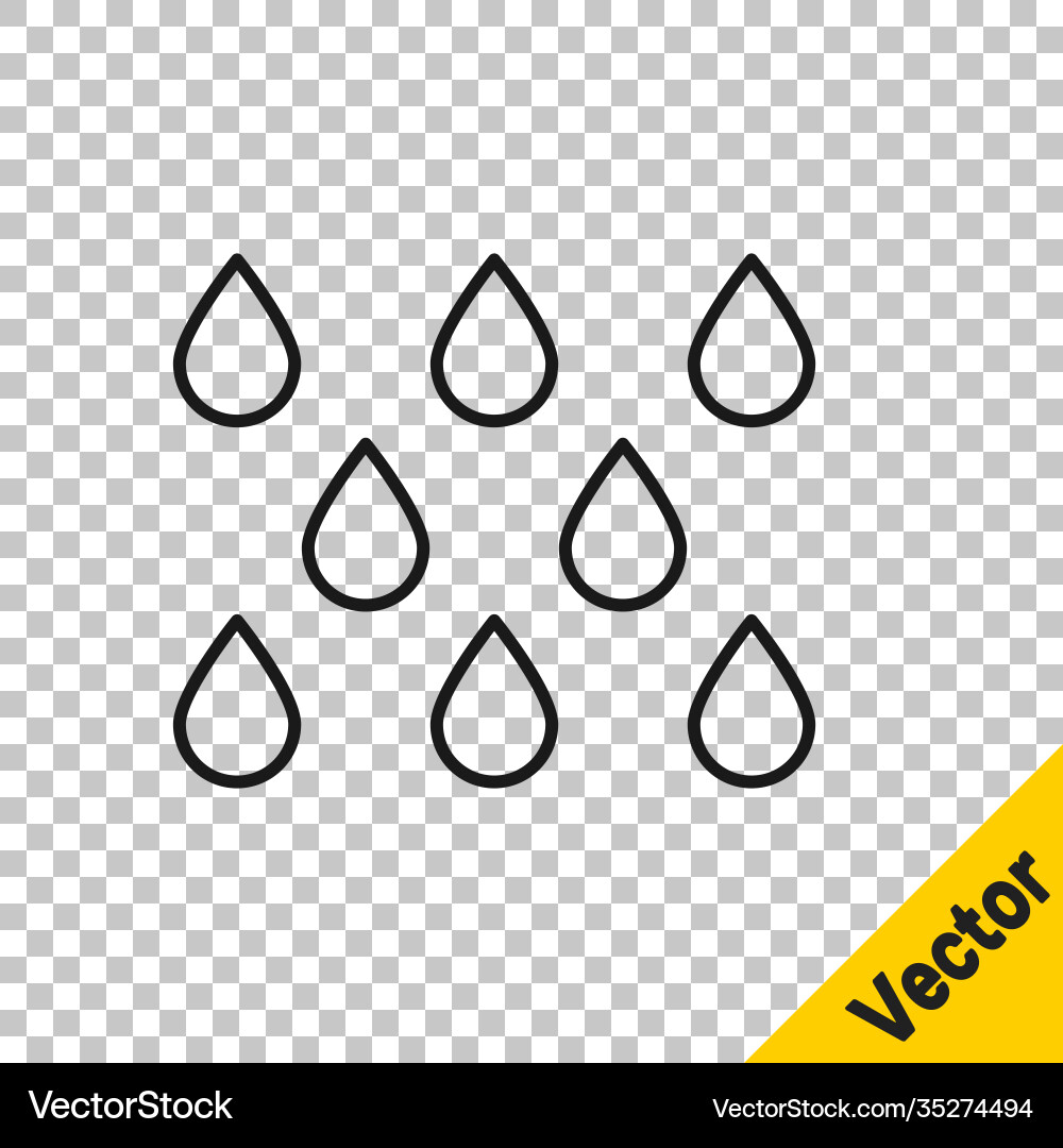Black Line Water Drop Icon Isolated On Transparent