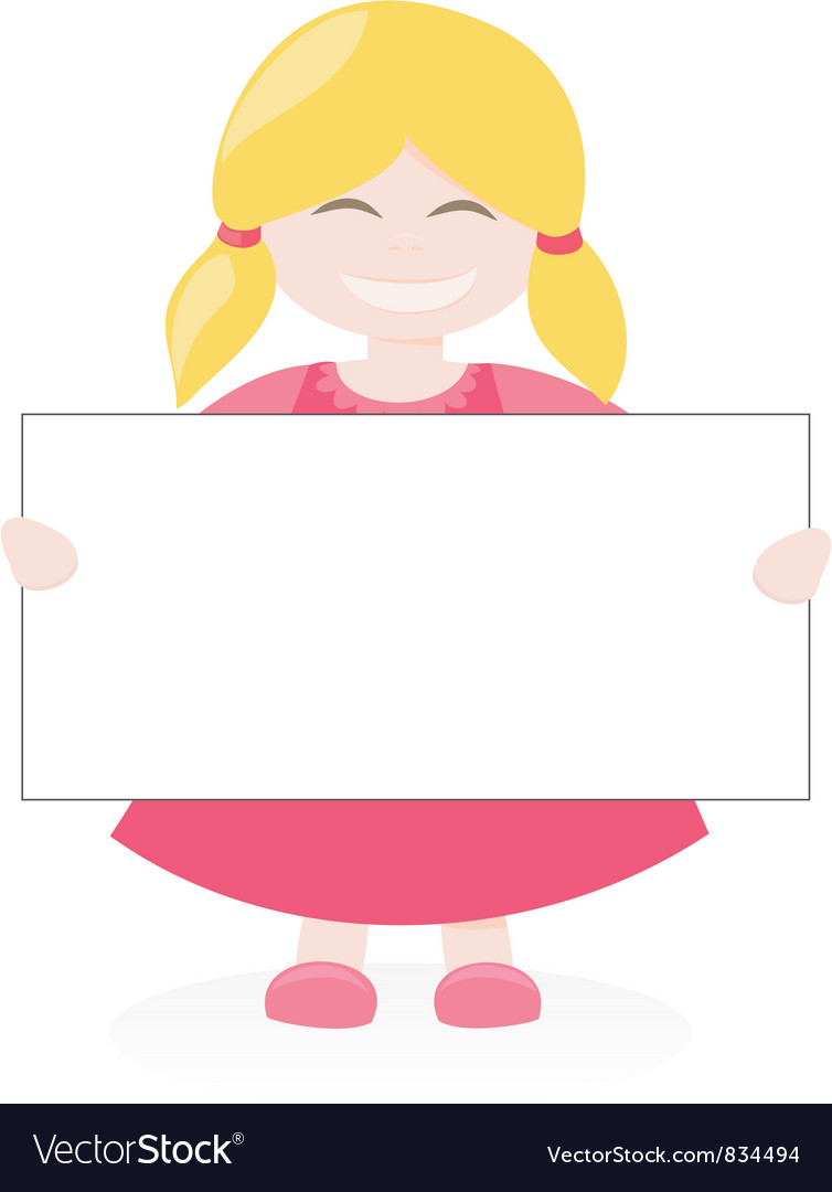 Blond girl holding white empty banner