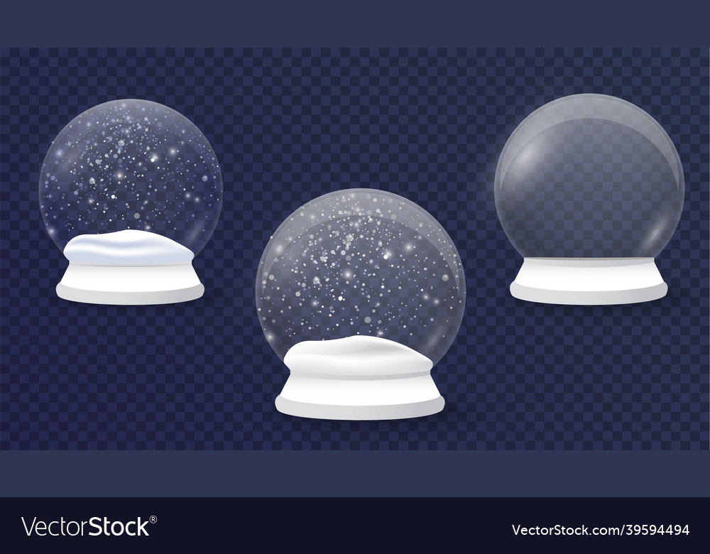 Christmas Crystal Snow Ball Winter In Glass Vector Image