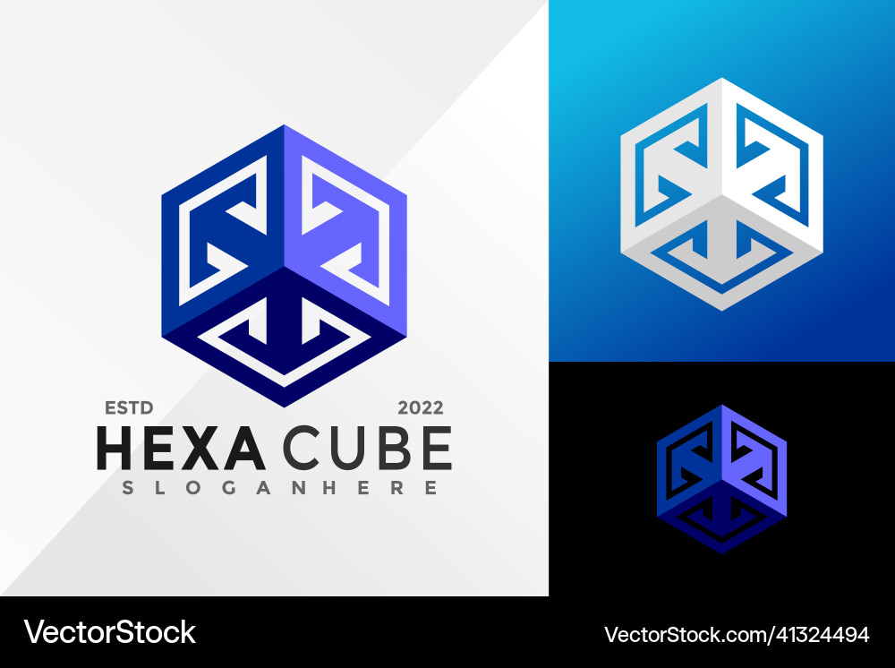 Hexagon cube logo design template Royalty Free Vector Image