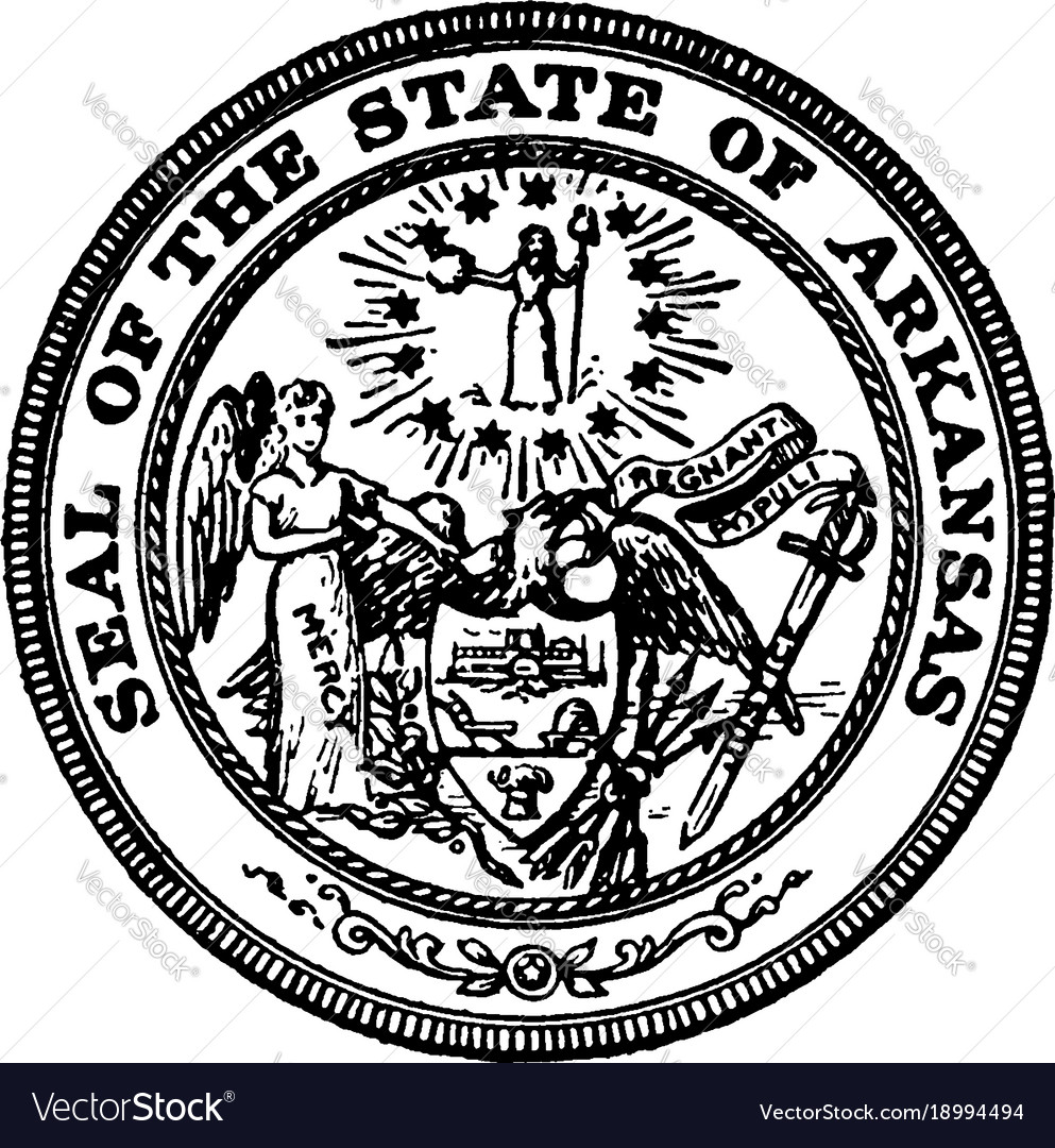 the seal of the state of arkansas the seal shows vector image