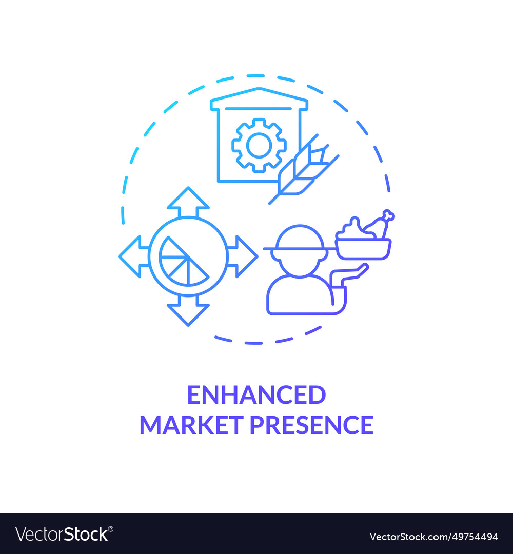 Thin line gradient enhanced market presence icon Vector Image