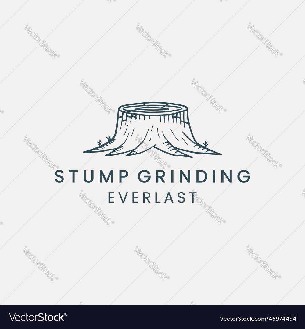 Tree stump line art logo template design wood Vector Image