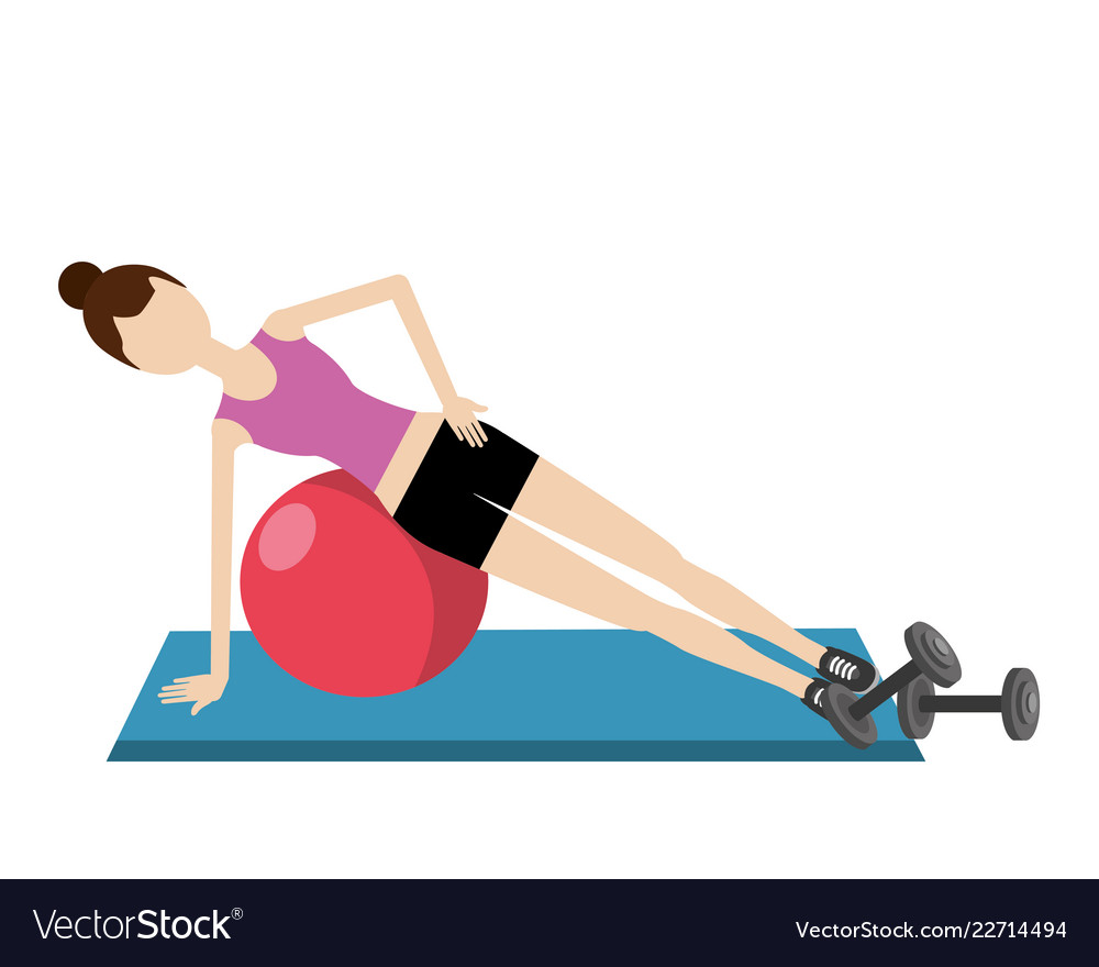 Young woman exercising cartoon