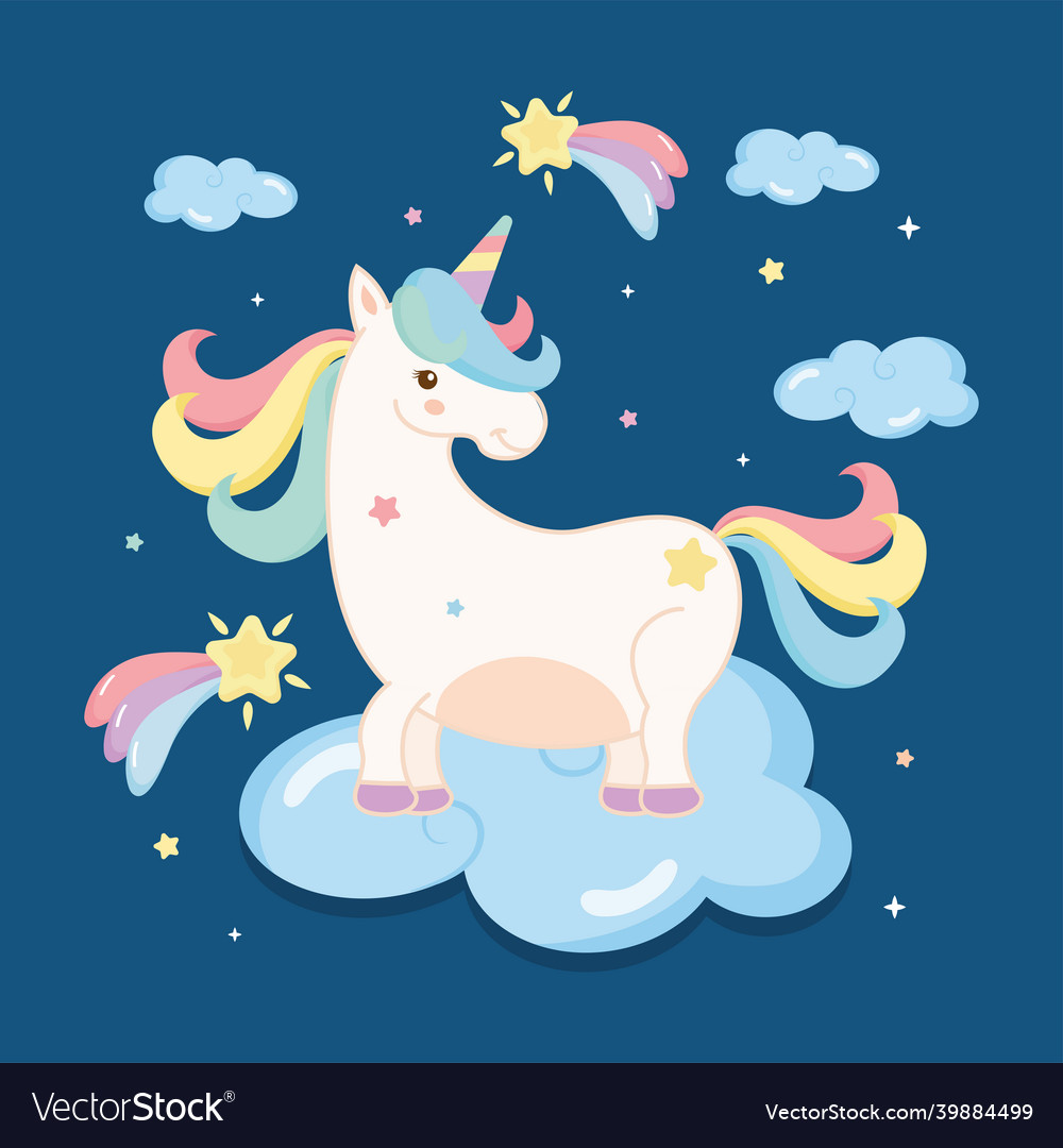 Cute unicorn in the sky Royalty Free Vector Image