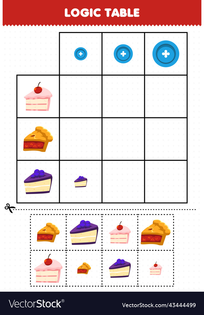 Education game for children logic table sorting Vector Image