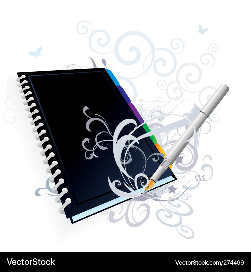 Pen and notebook Royalty Free Vector Image - VectorStock