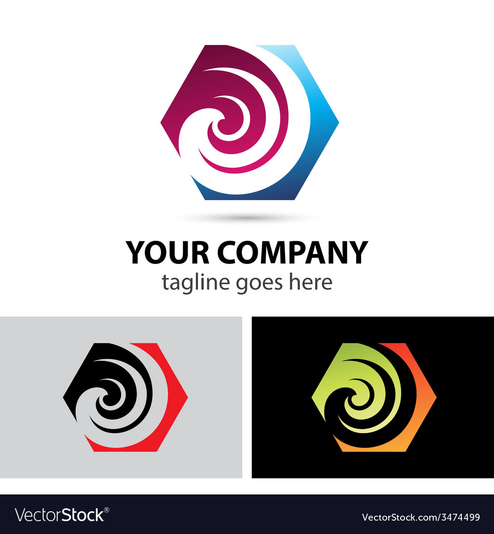 Swirl icon hexagon logo