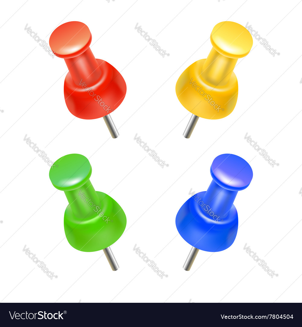 Color pins icon realistic style Royalty Free Vector Image