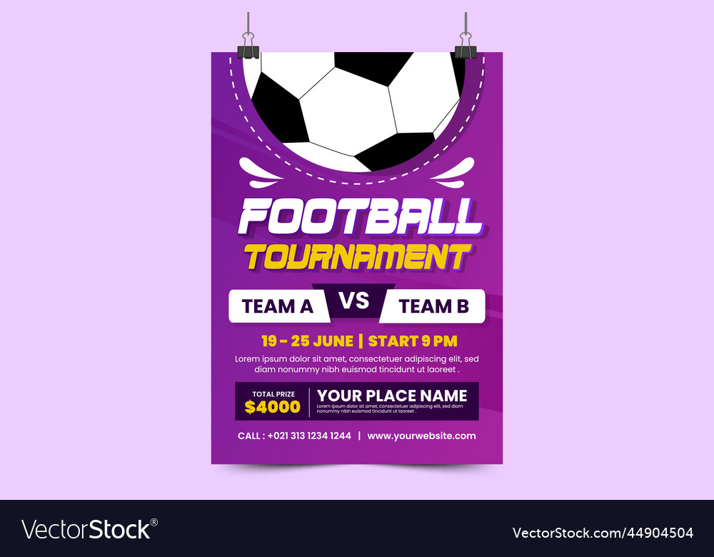 Football tournament sport event poster or flyer