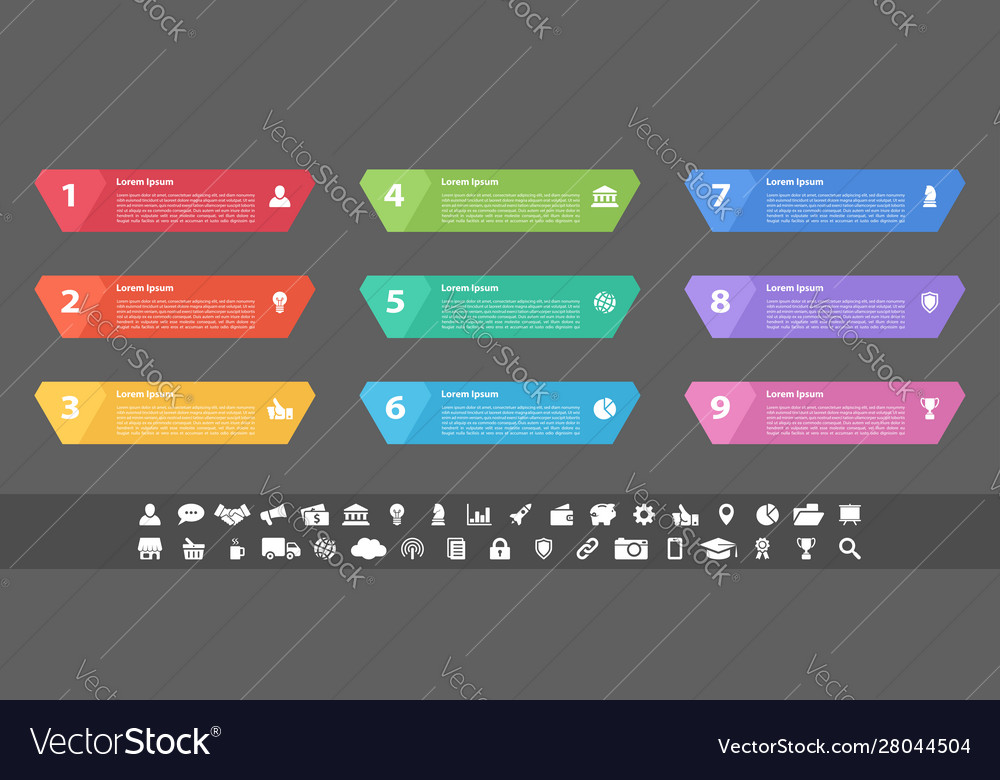 Infografisches Design Business Konzept mit 9 Schritten vector image Infografisches Design Business Konzept mit 9 Schritten