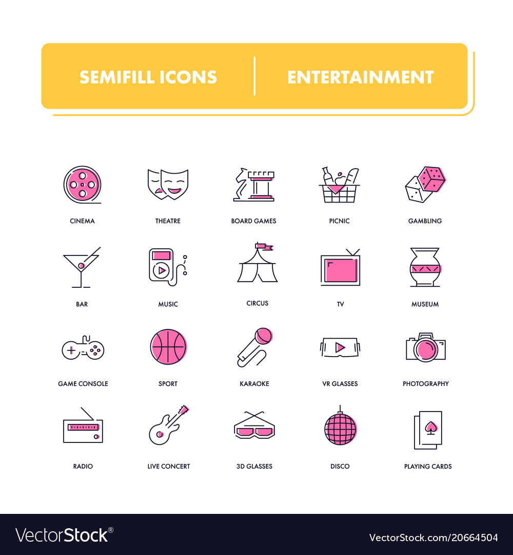 Line icons set entertainment