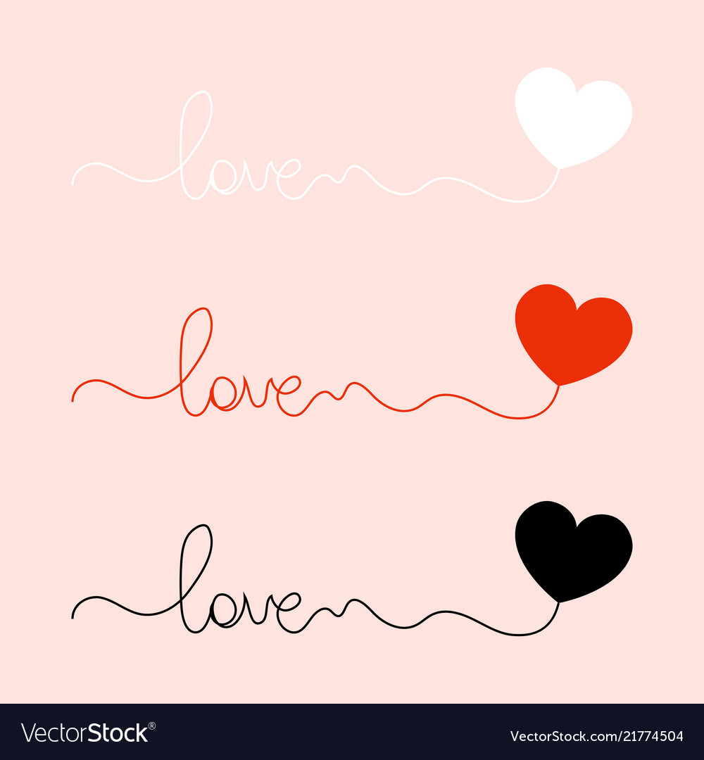 Logo love word with a heart three options