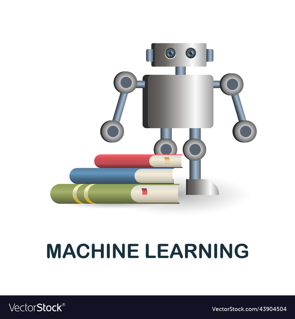 Machine learning icon 3d from artificial vector image Machine learning icon 3d from artificial