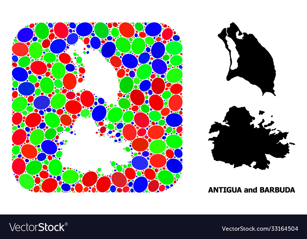 Mosaic hole and solid map antigua barbuda