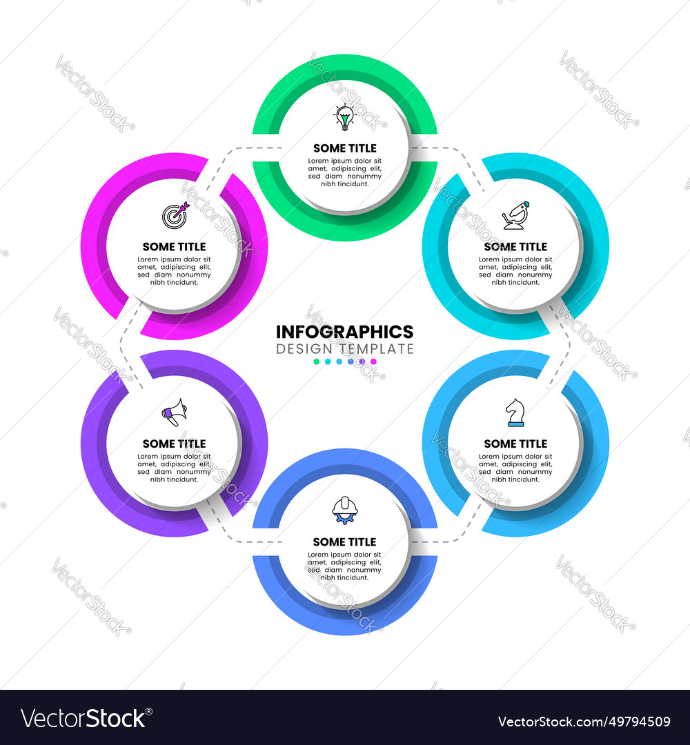 Infographic template 6 circles connected Vector Image