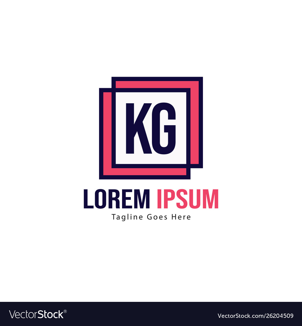 Initial kg logo template with modern frame