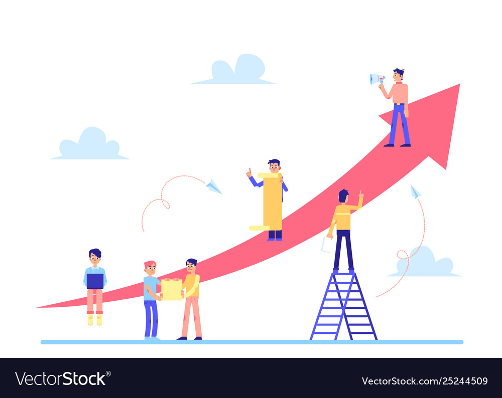 Scrum task board with people and arrows flat